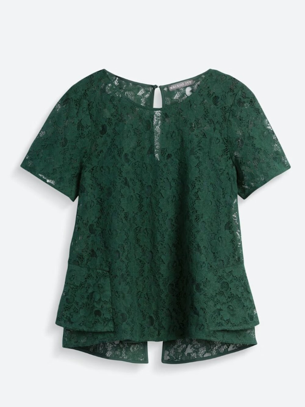 [Brixon Ivy] Hemsworth Lace Split Back Blouse in Dark Green